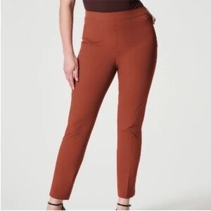 Spanx Large Petite Pants On the Go Slim Straight Ankle Pants Bronze Glow NWT